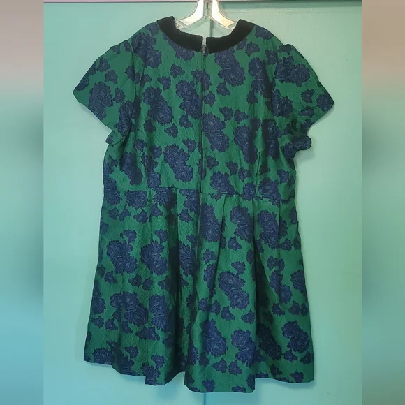 Modcloth Green And Blue Floral Brocade Dress - Picture 2 of 5